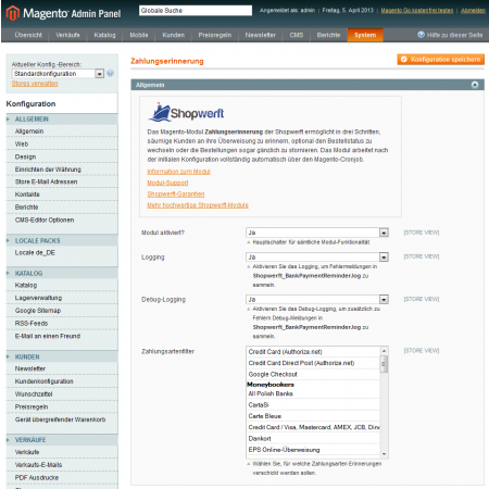 General Configuration of the Magento Extension
